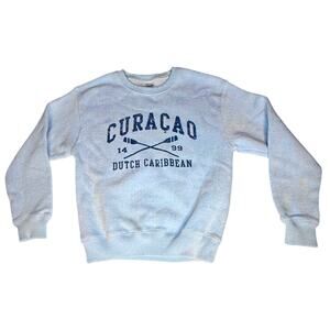 Curaco Dutch Caribbean SWEATSHIRT Youth MED Top Shirt Nautical Blue Oars 1499